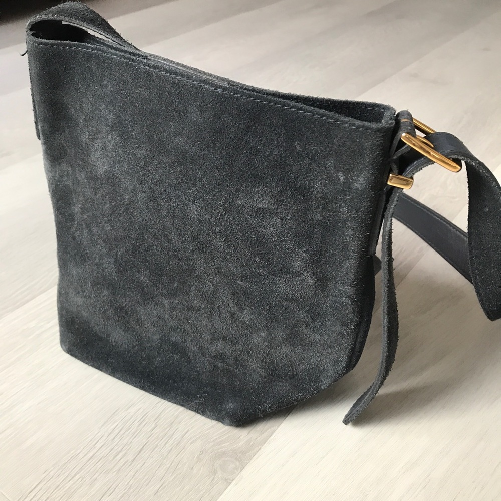 MADEWELL SHOULDER BAG GRAY SUEDE SMALL